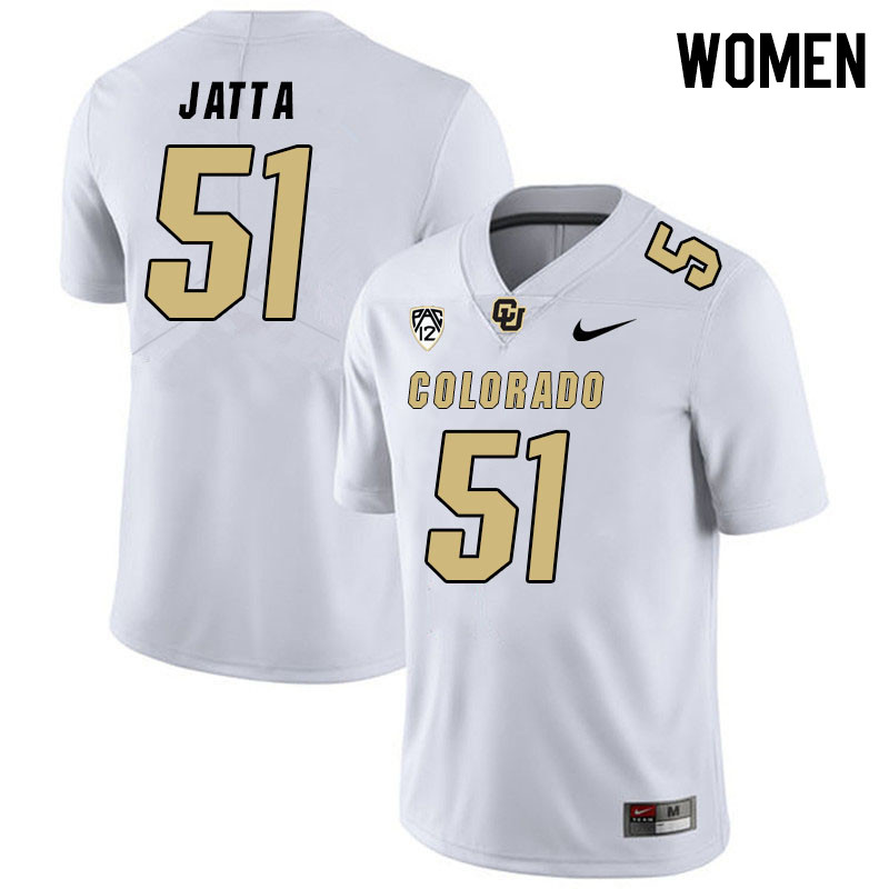 Women #51 Isaiah Jatta Colorado Buffaloes College Football Jerseys Stitched Sale-White